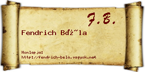 Fendrich Béla névjegykártya